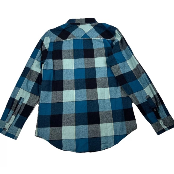 Kids Univibe Boys Cotton Marine Plaid Flannel Shirt Long Sleeve Button Up Size S - Picture 2 of 4